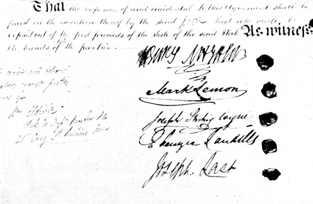 Figure 3 The five signatories to the Punch Article of Agreement led by Henry Mayhew
